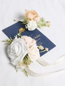 4Pcs роза китката цвете и корсаж бутониера комплект за сватба булка младоженец шаферка абитуриентски декор абитуриентски бал 2