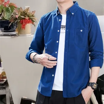 Нови мъжки ризи с дълъг ръкав есенна корейска риза мъжка мода случайни извънгабаритни ризи палто качествено облекло NS5801 2