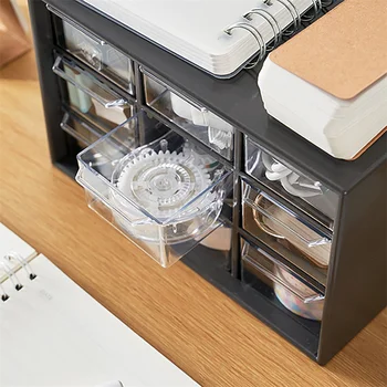 Мини чекмеджета съхранение шкаф организатор десктоп организатор с 9 прозрачни шкафове чекмеджета бижута кутия / козметично бюро за съхранение 2