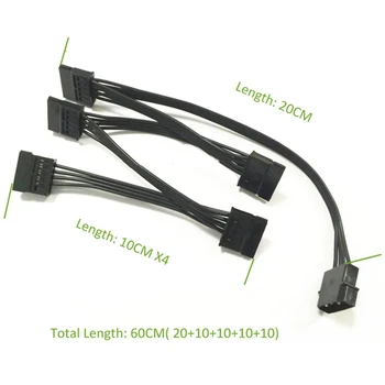 10X 4Pin IDE 1 до 5 SATA 15Pin твърд диск захранване сплитер кабел за DIY PC Sever 18AWG 4-пинов до 15-пинов захранване 2