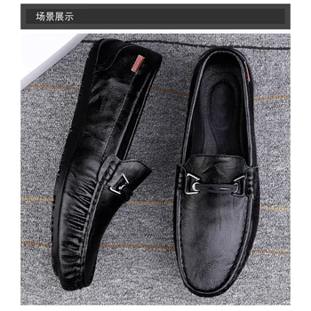 Лято 2023 Корейски стил естествена кожа Дъг обувки мъжки социален човек Луксозен модерен дишащ мокасини 2