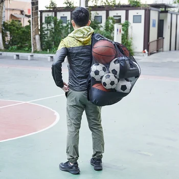 Мрежеста чанта Регулируема шнур Футболни чанти за съхранение Водоустойчива спортна топка Пакет Волейболен футболен джоб 2