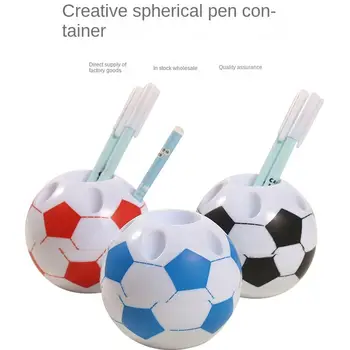 Creative Pen Holder Portable Round Football Shape Art Pen Storage Container Fashion Large Capacity Pen Organizer Kids 2