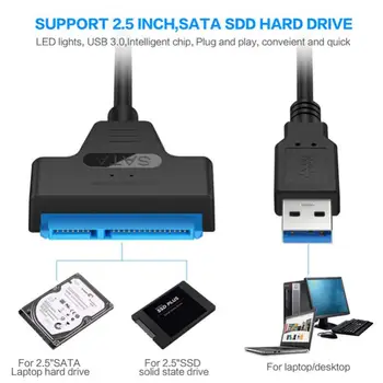 Usb Sata кабел към USB 3.0 / 2.0 компютърни кабели до 6 Gbps за 2.5 инчов външен твърд диск SSD твърд диск 22 пинов адаптер към Sata III 2