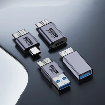 Micro B USB C 3.0 мъжки към тип C женски адаптер тип-C USB3.0 микро B конектор за външен твърд диск HDD кабелен адаптер 2