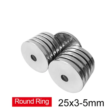 5 ~ 150PCS 25x3-5 mm мощен магнитен магнит 25 * 3 mm дупка 5mm постоянен неодимов магнит 25x3-5mm малък кръгъл пръстен магнит 25 * 3-5 2