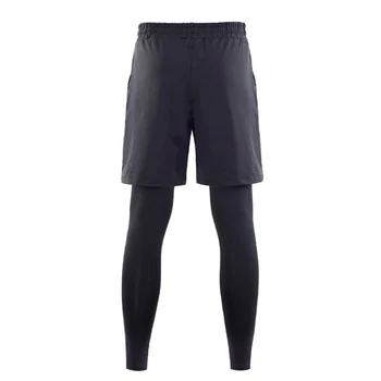 Персонализирано лого 2 в 1 компресия панталони за бягане мъже Sweatpants гамаши бързо суха фитнес фитнес чорапогащи с джоб плюс размер 4XL-7XL 2