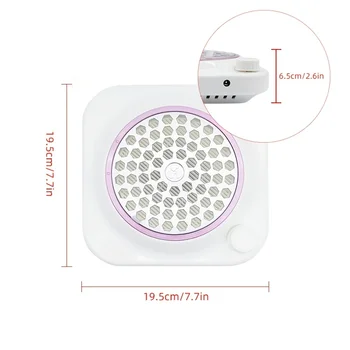48W колектор за прах за нокти: филтър за многократна употреба, мощен вакуумен вентилатор, нисък шум - идеален за акрилен гел за лакиране на нокти в салони! 2