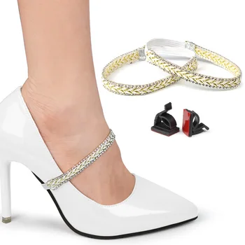 Дамски връзки за високи токчета Регулируем глезен колан за обувки Холдинг Bundle обувки дантели вратовръзка презрамки лента еластична кристал връзка за обувки 2