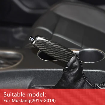 за Ford Mustang 2015-2019 Въглеродни влакна ръчна спирачка декоративна рамка подмяна кола ръчна спирачка кръпка 2