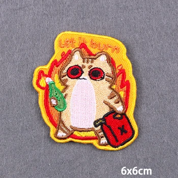 Cartoon Animal Fusible Patches For Clothes Cute Cat Embroidery Patch On Jacket Optimist Club Iron On Patch For Clothing Sewing 2
