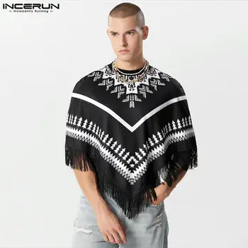 INCERUN Върхове 2023 Американски стил мъжки пискюл плетен печат пуловер палта Ежедневни улични облекла Горещи продажба Loose пуловер S-5XL 2