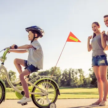 Нов MTBBike флаг за безопасност на велосипеди за деца Триъгълен флаг за безопасност на велосипеди с монтажна скоба Водоустойчив флаг Аксесоари за колоездене 2
