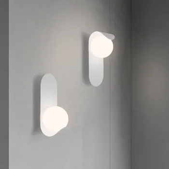 Nordic LED стъклена стена Sconce нощни стенни лампи за трапезария Проучване гардероб спалня коридор декоративни осветителни тела блясък 2