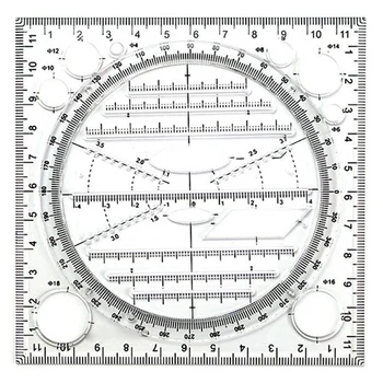 Многофункционален шаблон за рисуване на кръг, инструмент за геометрично рисуване, измервателна линийка, въртящ се ъгъл 2