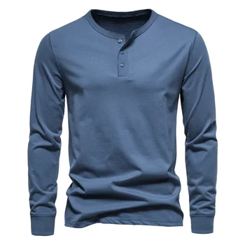 2023 Есен/Зима Нова мъжка мода тениска с дълъг ръкав Плътна ежедневна долна риза 2