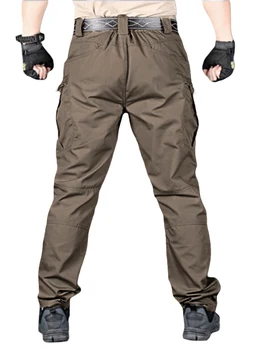 Мъжки тънък товарен панталон с копче за затваряне с цип и множество джобове - стилен панталон за ежедневно носене или джогинг 2