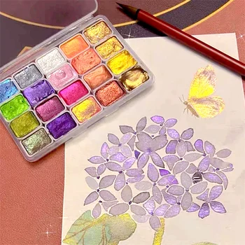 20 цвята акварел живопис комплект блестящи оцветяване пигменти комплект за глина 2