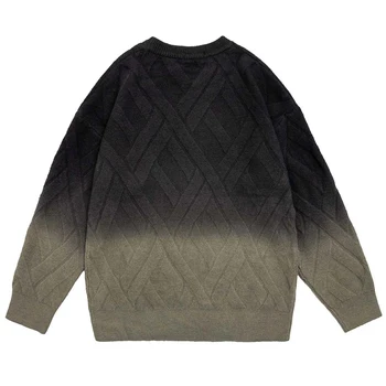 есен зимни пуловери мъже gradigent цвят трикотажни пуловер пуловер пуловер хип-хоп streetwear Harajuku извънгабаритни пуловер за мъжки 2