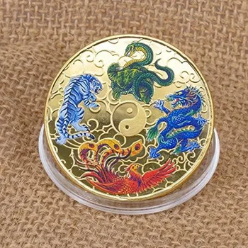 1Set Древни митични същества Късмет монета лотариен билет Scratcher Tool Lucky Charms Challenge монета злато 2