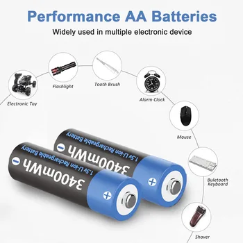 AJNWNM 100% оригинални 1.5v AA акумулаторни батерии 3400mWh литиево-йонна AA акумулаторна батерия за камера Анти-отпадане играчка кола 2