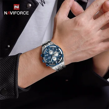 NAVIFORCE Нови мъжки модни часовници Топ марка луксозна неръждаема стомана каишка хронограф кварцови ръчни часовници Relogio Masculino 2023 2