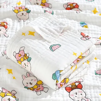 Шестслойно бебешко одеяло с висока плътност, чиста памучна детска кърпа за баня, абсорбиращо одеяло от бебешка марля, кърпа за опаковане на новородени 2
