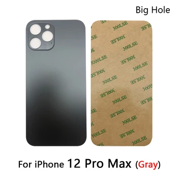 Голяма дупка НОВ капак на батерията Задна врата стъкло обратно корпус случай замяна за iPhone 12 Pro Max с лепило 2