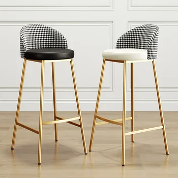 Esthetician Living Room Designer Luxury High Golden Bar Chair Dining Metal Ergonomic Chair Soft Cadeiras Home Furniture XY50BC 2