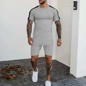 Sport Outfit Mid-rise Summer Tracksuit Thin Sweat-absorbent Fashion Summer Patchwork Color Jogging Sport Suit 2