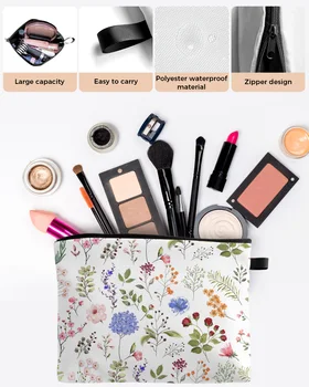Реколта билка флорални текстура грим чанта торбичка пътуване Essentials дама жени козметични чанти тоалетна организатор съхранение молив случай 2