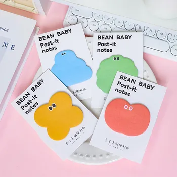 30 бр. Kawaii Bean Shape Self Sticky Notes Creative Colorful Animal Sticky Memo Note For Students Home School Office Supplies 2