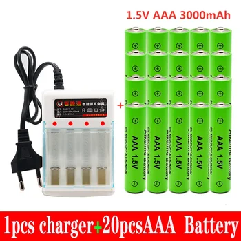 100% Нова AAA батерия 3000 mAh акумулаторна батерия AAA 1.5 V 3000 mAh Акумулаторна New Alcalinas drummey + зарядно устройство 2