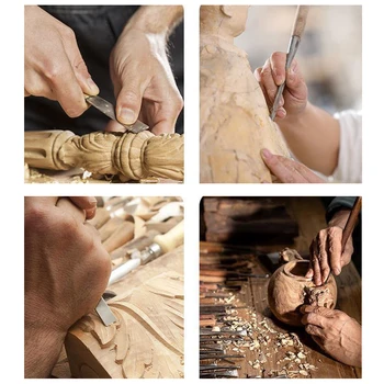 4PCS Дървообработващи дърворезба длето комплект дърводелски плосък длето дърворезба нож дърворезба професионални дървообработващи скулптура инструменти 2