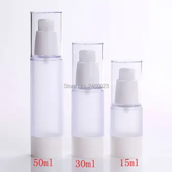 10pcs / партида матирано 15ml 30ml 50ml бутилки за тяло безвъздушна вакуумна помпа празна за пълнене контейнер лосион серум козметична течност 2