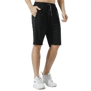 Мъже Тренировка за бързо сушене Секси невидими двойни ципове Отворени панталони за чатала Шорти Фитнес Спорт Джопинг шорти Мъжки панталони 2