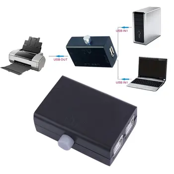 Горещо високо качество Нов USB споделяне Споделяне Switch Box Hub 2 порта PC компютър скенер принтер ръководство гореща промоция на едро 2