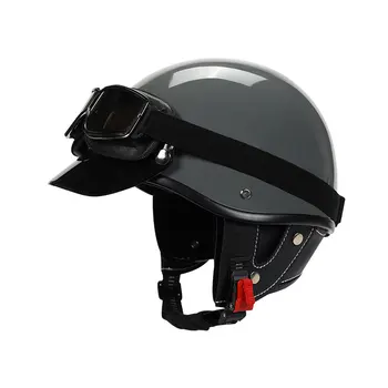 KEAZ реколта дизайн твърди сив мотоциклет каска за възрастни половин лице полицейски стил ретро cascos para motos hombres 2