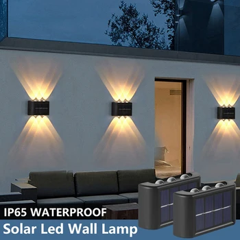 2Pcs слънчеви стенни светлини Външна водоустойчива LED слънчева лампа за градински балкон двор улица декор лампи лесни за използване 2