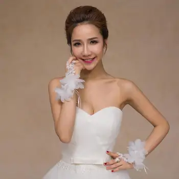2023 Гореща продажба Висококачествен бял кратък абзац Елегантен кристал булчински сватбени ръкавици Сватбени аксесоари 2
