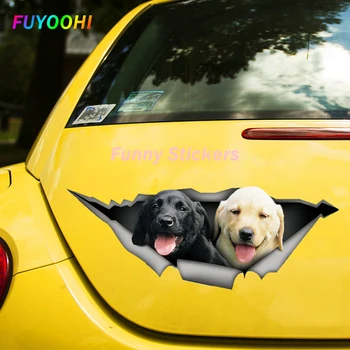 FUYOOHI Играйте стикери Мода Лабрадор куче 3D Decal смешно кола стикер водоустойчив за авто декори на броня задното стъкло лаптоп 2