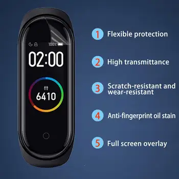 4pcs защитен филм екран протектор за Mi7 Band Smartwatch извит мек филм против надраскване защитен филм за Band7 Sports 2