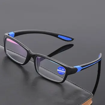 Square анти-синя светлина очила за четене Мъже Жени Спорт PC рамка Пресбиопия очила Компютър Ултралеки увеличителни очила 2
