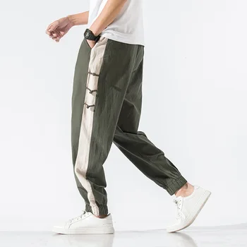 DUYIT Летен нов цвят съвпадение ключалката китайски стил ластик младежка мъжки голям размер ретро ежедневни панталони 2