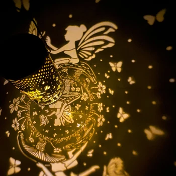 Led слънчева светлина на открито цвете фея проектор лампа слънчева висящи фенер ретро желязо изкуство градина декоративни пътека лампа 2
