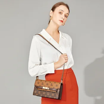 Марка дамска чанта 2023 Нова висококачествена кожена луксозна чанта с едно рамо Crossbody 2