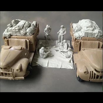 1:35 Die-Cast смола фигура пъзел комплект фигури Танкови войници (6) (Включва стекове) Небоядисани (без автомобили) 2