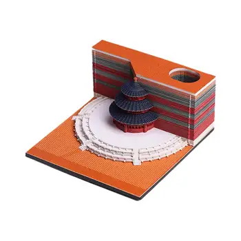 China Imperial 3D Notepad, Note PaperCraft, Memo Pad Block Notes, Tear Away Notepad, Novelty Cubes Gift, Home Desk Decoration 2