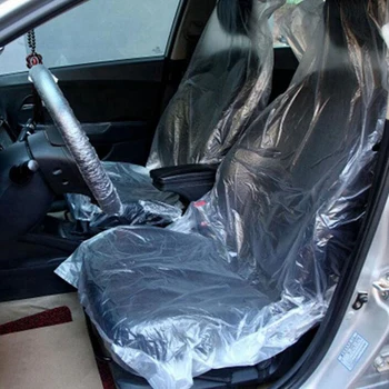 100Pcs Автомобилна пластмасова седалка Поддръжка на превозни средства Красота за еднократна употреба Автомобилна седалка за кола Cover Прах и мръсотия 2