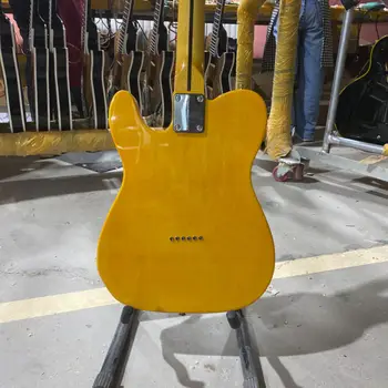 Tele електрическа китара, кленов фретборд, басово тяло, прозрачен жълт цвят, violão, 6 струнна китара, безплатна доставка 2